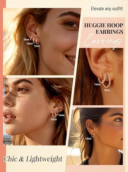 FaithHeart 925 Sterling Silver Post Huggie Hoop Earrings for Women, Silver Small Hoop Earring, Hypoallergenic Cartilage Earrings for Women