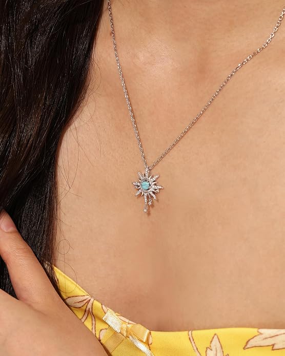 FANCIME Soluna Nexus Necklace for Women Sterling Silver Moon Jewelry Sun Pendant Fine Jewelry Gemstone Birthday Mothers Day Gifts for Wife