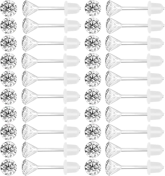 AoedeJ 40 Pcs Colorful Earrings Cubic Zirconia Earrings Studs Hypoallergenic With Plastic Post For Women Multipack