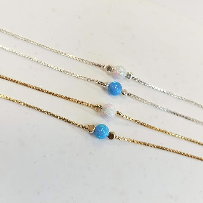 Minimalist Evil Eye Charm Bracelet – Handmade Delicate Good Luck Jewelry for Women – Adjustable 6.5” + 1” Extender