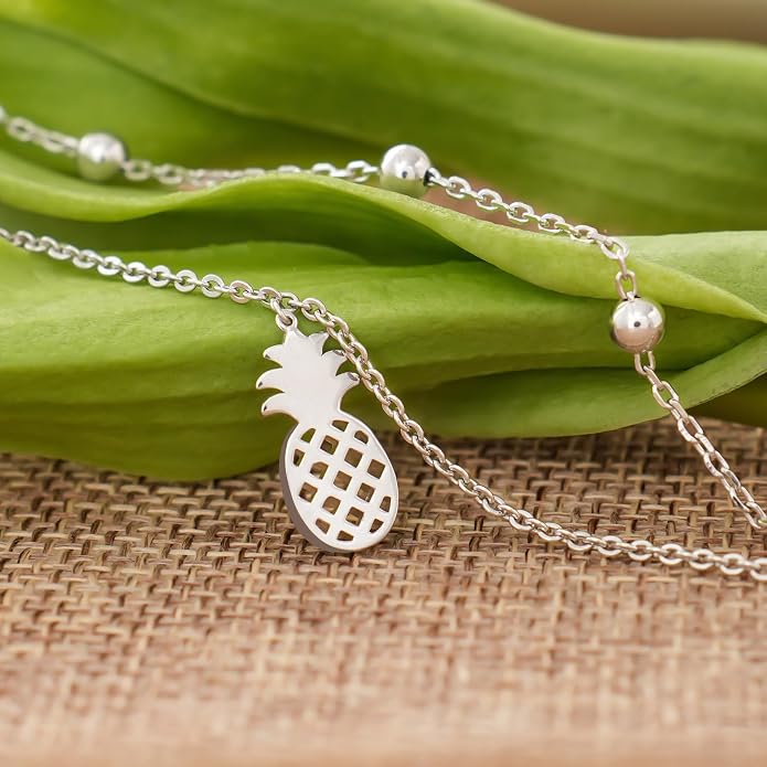 CHIC & ARTSY 925 Sterling Silver Ankle Bracelets for Women, Adjustable Layered Foot Chains with Nature & Symbol Charms, Lightweight Comfort Fit Boho Beach Everyday Jewelry