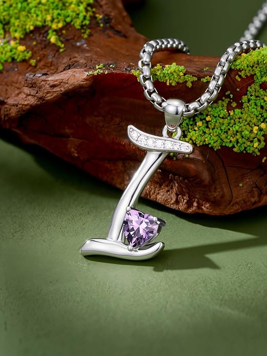 Birthday Gifts for Women Alphabet A to Z Initial Birthstone Pendant Necklaces for Women - 18k White Gold Plated Personalized Name Jewelry Anniversary Graduation Gifts for Wife Her Daughter Girlfriend(with Gift Box)
