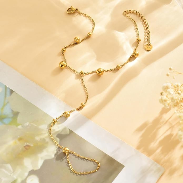 Ankle Bracelets for Women 18K Gold Plated Dainty Pearl Cross CZ Anklets Daisy Moon Star Gold Bead Satellite Cuban Link Chain Waterproof Summer Beach Foot Jewelry