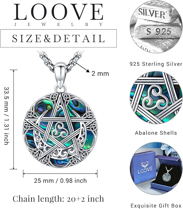 Pentagram/Celtic Knot/Witches Knot/Santa Muerte/Triple Moon Goddess/Baphomet/Hecate Necklace Sterling Silver Magic Wiccan Amulet Pagan Jewelry for Women Men