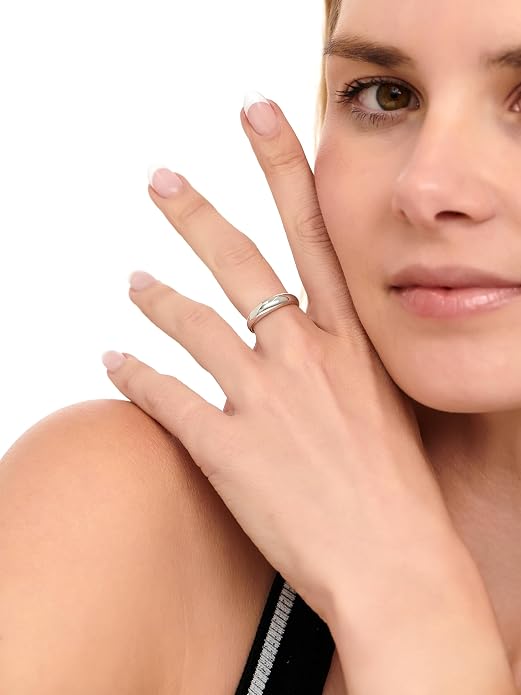 DEVATA Gold or Rhodium Plated Sterling Silver 925 – Eternity, Band Ring for Women – Heart, Knot, Clover, Infinity, Mariner, Cable, Curb, Cuban, Figaro, Daisy, Rope, Ribbed, Dome