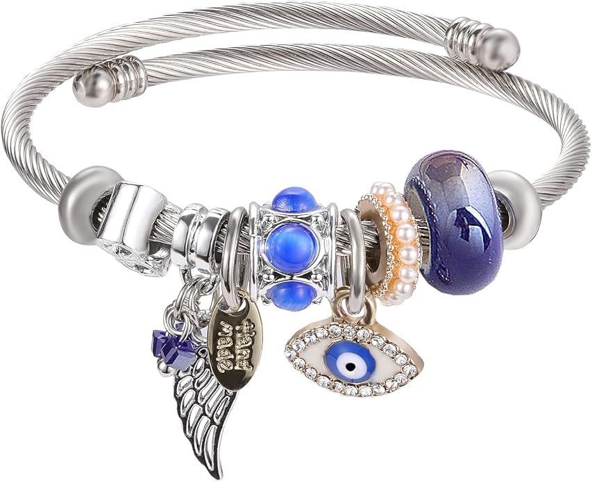 DS Charm Bracelets for girls,exquisite cute cartoon friendship bracelets Silver Stainless Steel Bangle with birthday Gift box, Adjustable girls jewelry Suitable for holiday gifts