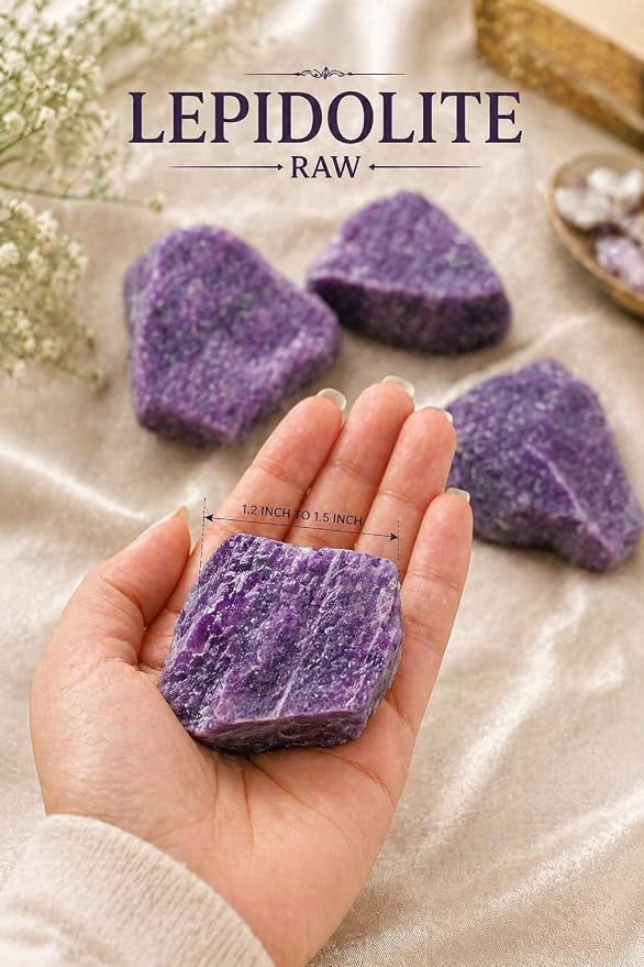 Large 1.25-2.0” Natural Lepidolite Raw Crystals Stones for Meditation, Chakra, Reiki, Crystal Grid, Energy Work, Wire Wrapping, Tumbling & Spiritual Home Decor