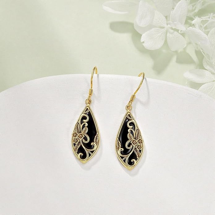 Silver Earrings for Women Sterling Silver Filigree Earrings Teardrop Dangle Drop Filigree Bohemia Jewelry Gift for Women Mother Mom