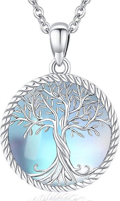 Odinstone Tree of Life Necklace, Sterling Silver Pendant for Women Family Tree Necklaces Jewelry for Mom/Wife/Grandma(With Fine Gift Box)