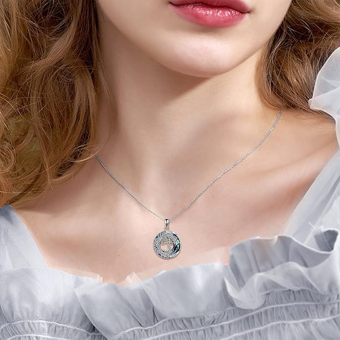 Tree of Life Necklaces S925 Sterling Silver Crystal Tree of Life Pendant Necklace Celtic Knot Moon Tree of Life Jewelry for Women Gifts