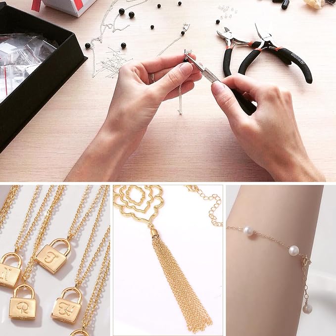 33 Feet 18K Gold PVD Plated Stainless Steel Cable Chain Bulk, 2mm 304 Stainless Steel Flat Cable Link Chains Roll Spool for Jewelry Making Necklace DIY Craft