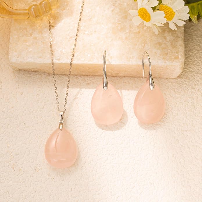 925 Sterling Silver Natural Crystal Agate Dangle Earrings, Waterdrop Teardrop Shape