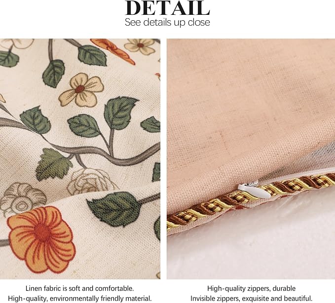 ISAENNE Designer Elegant Vintage Linen Throw Pillow Cover,28"x12"-Flora A | French Rectangle Decor Pillow Cover,Concealed Zipper Design,Floral Pattern,Sofa,Bedroom,Living Room,Lounge Chairs