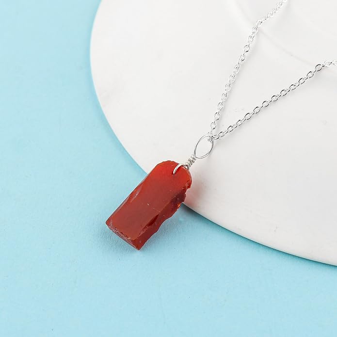 Natural Raw Gemstones Pendant Necklace, Rough Stones Dainty Jewelry, Handmade Bohemian Jewelry, Silver Plated Chain, Healing Crystals, Christmas Gift for Women