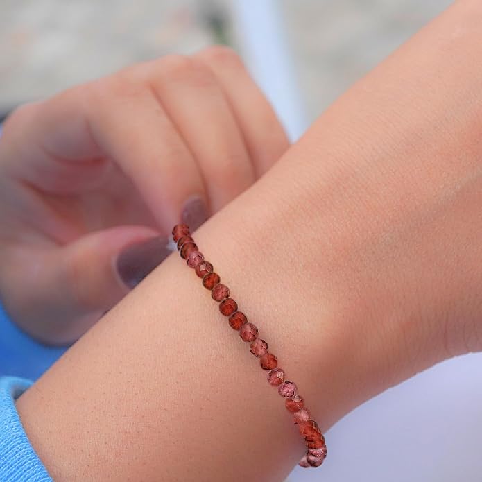 Faceted Bracelet for Women, Certified 925 Sterling Silver with 18K Gold Vermeil Healing Crystal Bracelets for Women - Crystals and Healing Stone Bracelet Women Jewelry for Gift