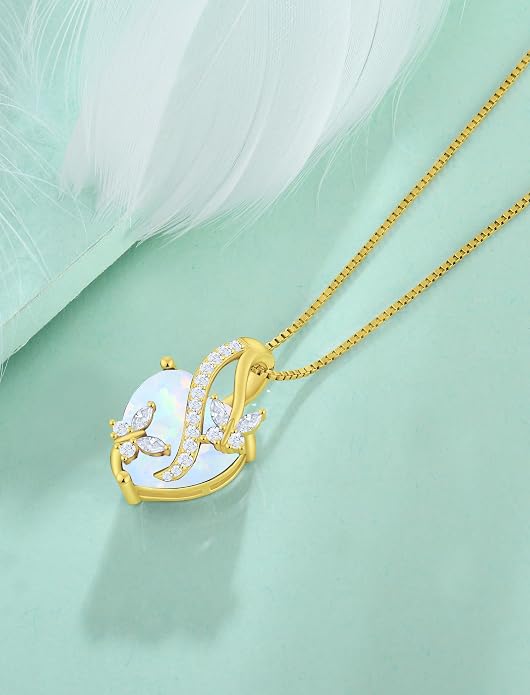 Butterfly Necklaces for Women Sterling Silver Infinity Heart Pendant Birthstone Jewelry Gift with 14k Yellow Gold/Rose Gold Plated