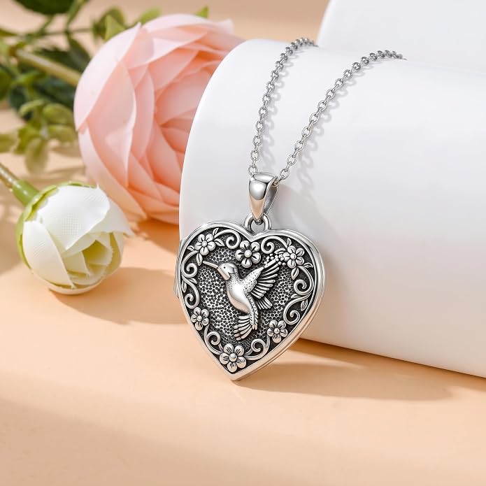 PELOVNY Locket Necklace That Holds Pictures 925 Sterling Silver Photo Locket Pendant Birthday Christmas Memorial Jewelry Gifts for Women Men