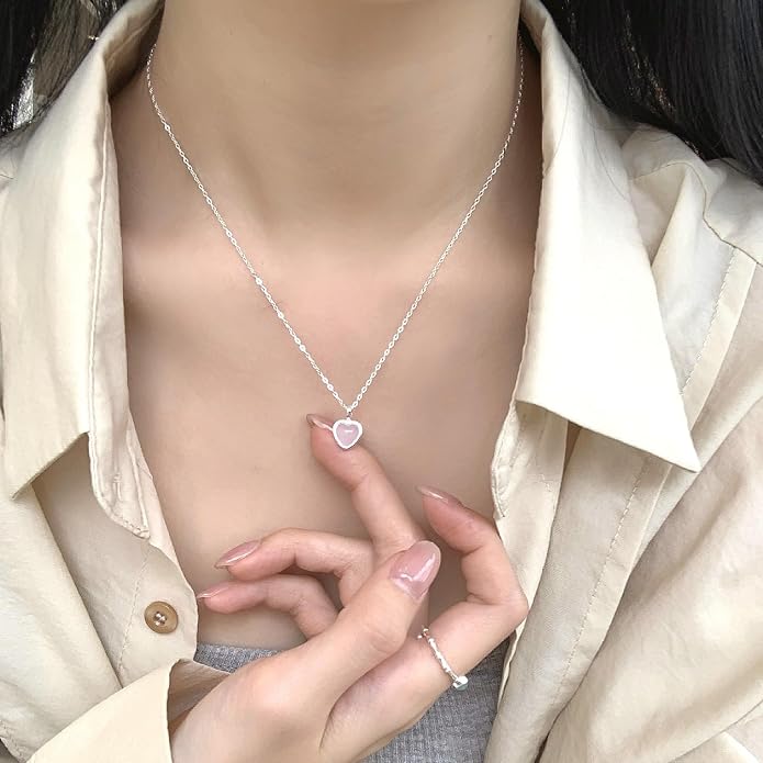 Minimalist Cubic Zirconia Heart Necklace Small Dainty Love Pendant 14K Gold/Silver Plated | Glitter Rhinestone Necklace with Cupid Arrow Heart Elegant Simple CZ Choker for Women