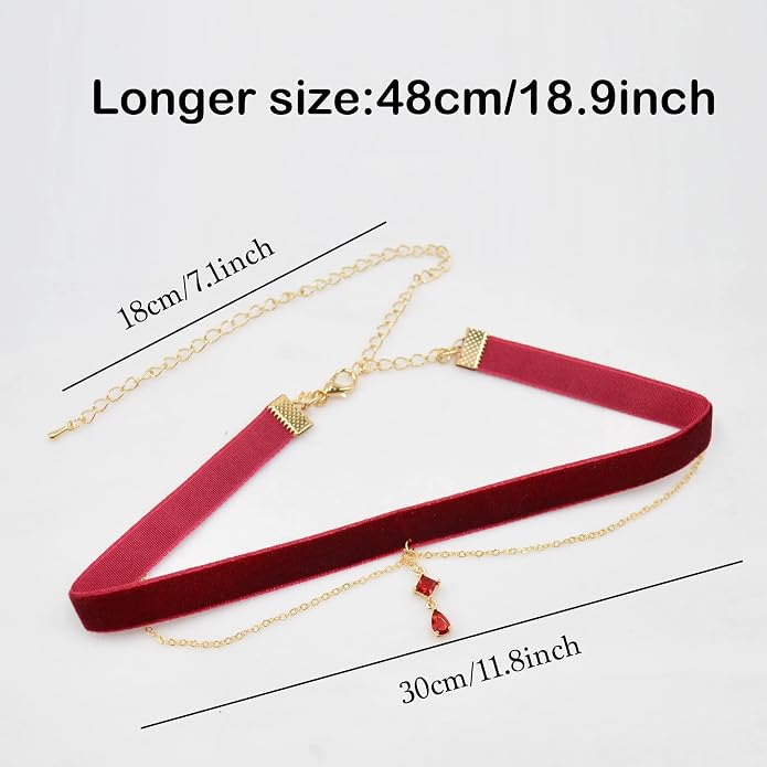MOMOCAT Black Velvet Red Pendant Choker Necklace for Women Gothic Lace Chokers Necklace Witch Bride Vampire Accessories Aesthetic kawaii Jewelry for Women Teen Girls