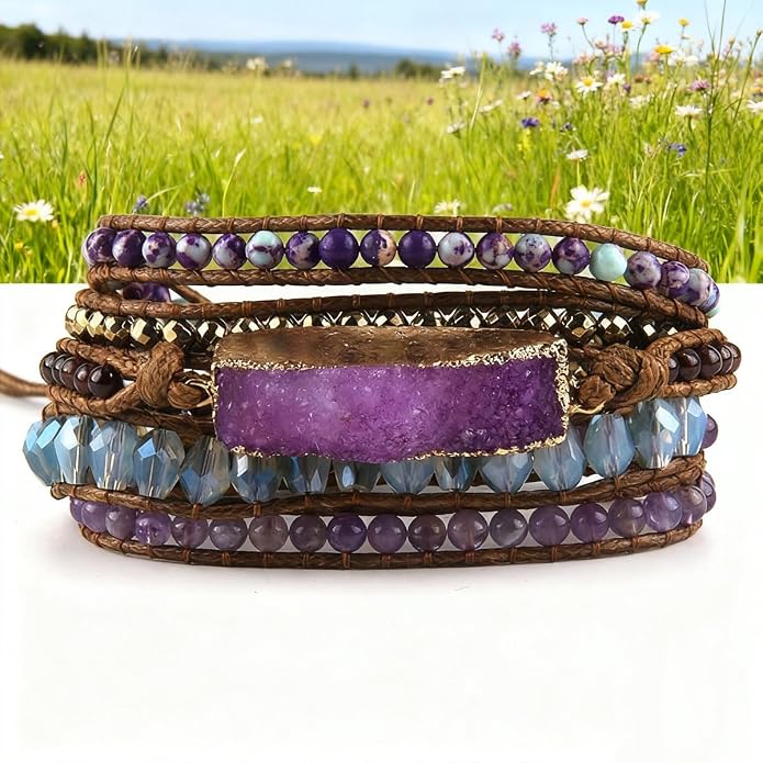 Women Wrap Bracelets Boho Natural Stone Jasper Turquoises Strand Bracelet Jewelry Collection
