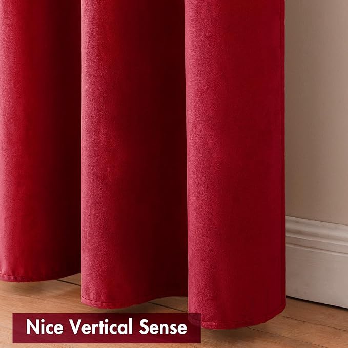 MIULEE Red Blackout Velvet Curtains Drapes 84 Inch Long 52"x84" Bedroom | Luxurious Bedroom Living Room Decor, Room Darkening, Thermal Insulated, Rod Pocket Design, Super Soft Fabric