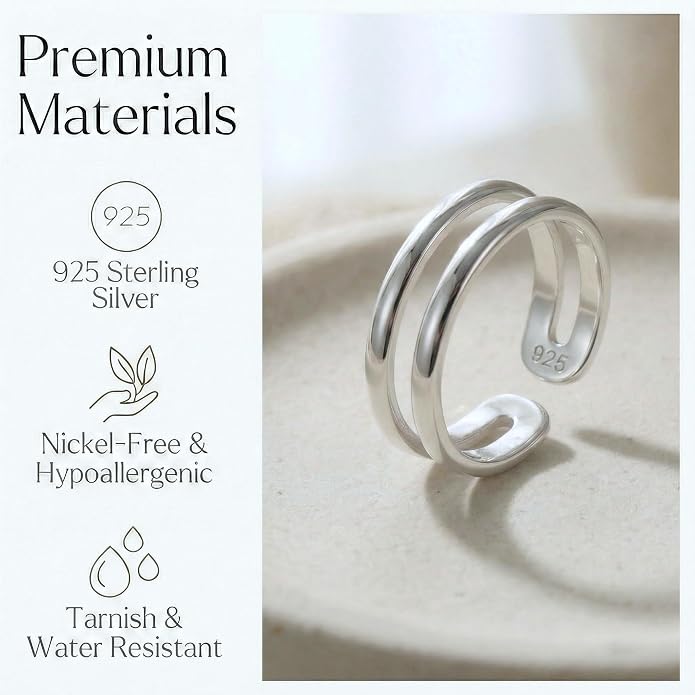 Sterling Silver Toe Ring, Handmade Adjustable Open Band, Minimalist Dainty Summer Beach Foot Jewelry for Women, Can Be Worn as Knuckle or Pinky Ring