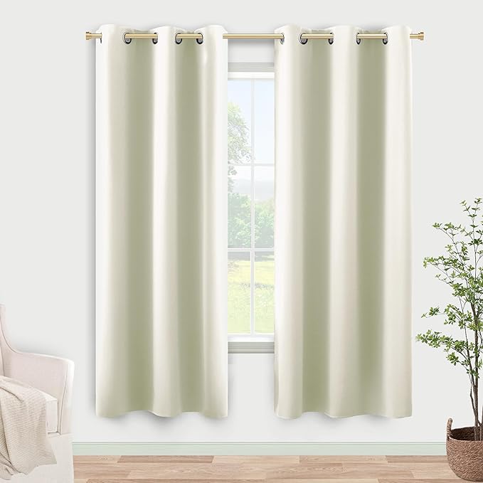 KOUFALL 72 Inch Length Curtain Panels,50% Blackout Room Darkening Boho Modern Farmhouse Curtains for Living Room Bedroom 72 Inches Long,Cream Beige
