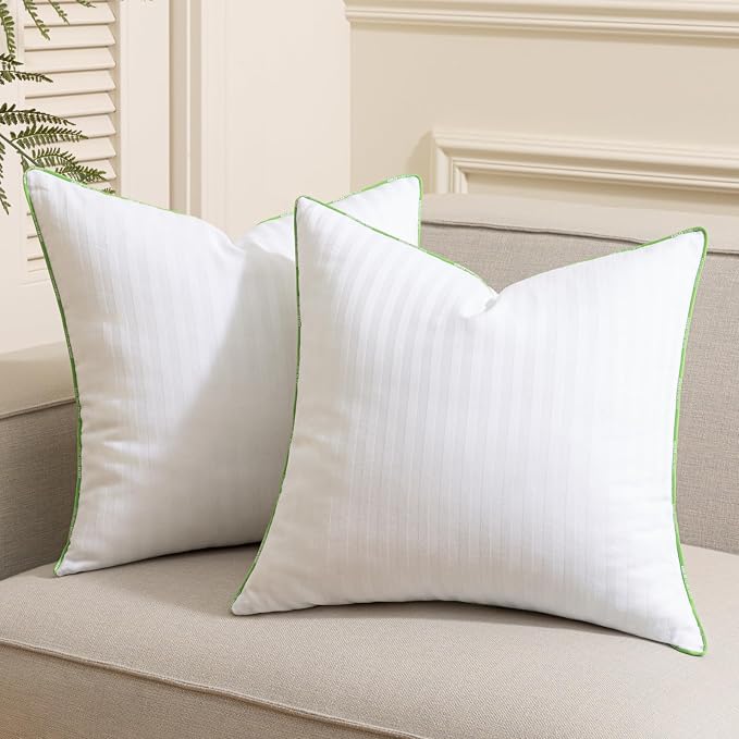 Ashler Home Deco Synthetic Down Pillow Inserts, 12x20 Down Alternative Throw Pillows Insert Sleeping Pillows with 100% Cotton Cover Decorative Pillow Stuffer for Sofa, Couch Bed(Set of 2, White)