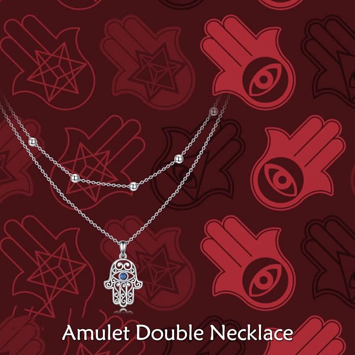 MONGAS Tree of Life/Infinity Cross/Lock and Key/Lotus/Hamsa/Horse/Strawberry/Opal/Lariat/Dragonfly/Heart/Violin Layered Necklace Sterling Silver for Women