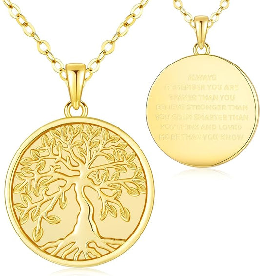 Aniu Tree of Life Necklace for Women, 925 Sterling Silver Mother of Pearl Family Palm Tree Charm Pendant Jewelry for Birthday Christmas Gift