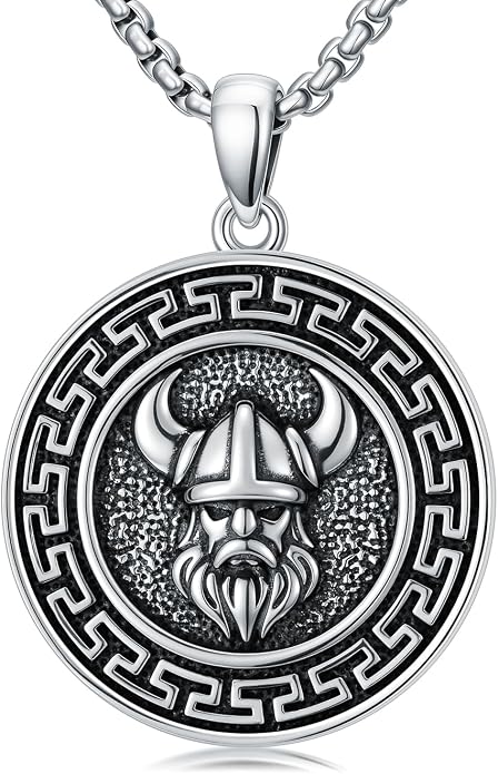 Viking Necklace for Men 925 Sterling Silver Norse Viking Pendant Norse Jewelry for Dad Husband, w/Stainless Steel Chain 22"+2"