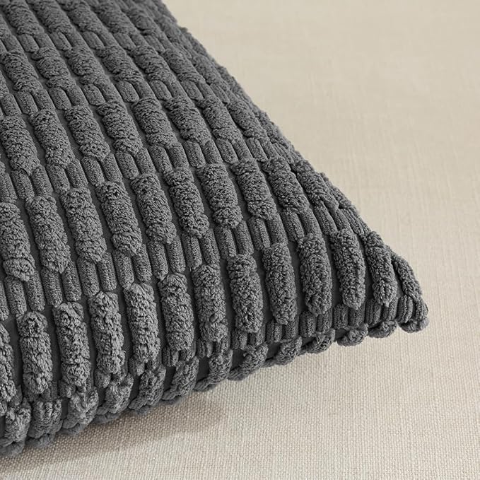 Fancy Homi 4 Packs Decorative Throw Pillow Covers for Living Room Couch Bed, Modern Farmhouse Boho Home Décor Accent Cushion Case, 18" x 18", Dark Gray
