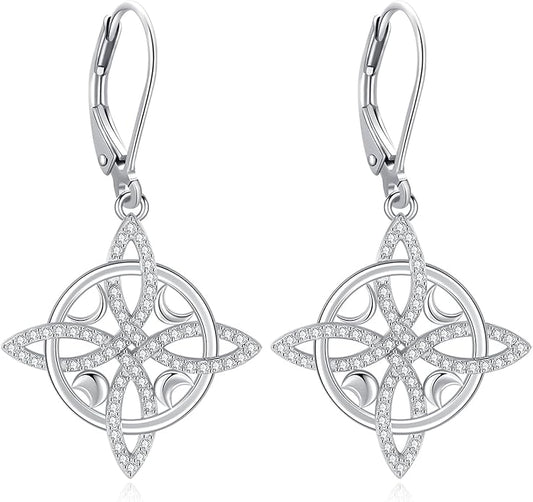 Eusense Sterling Silver Dangle Earrings for Women Tree of Life Animals Moonstone Turquoise Leverback Earrings Jewelry Gifts