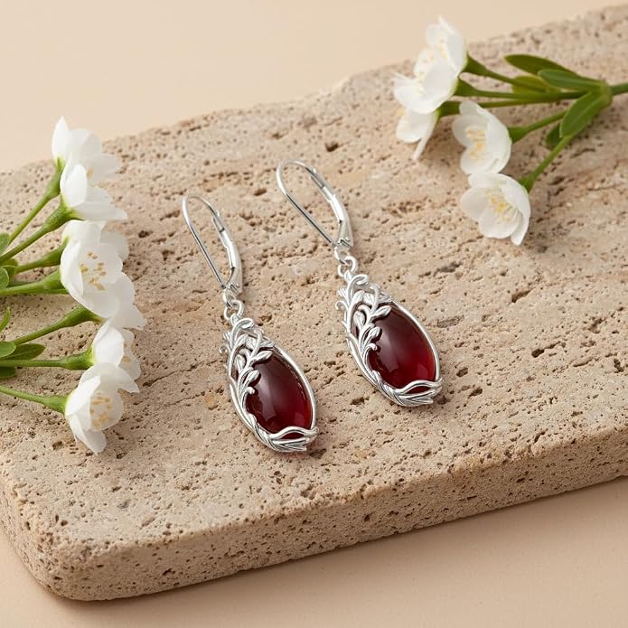 POPLYKE Tree of Life Teardrop Drop Dangle Earrings Sterling Silver Leverback Earrings Jewelry