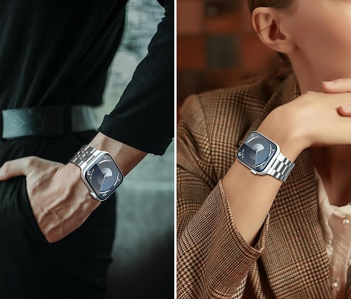 2-Pack Compatible for Apple Watch Band 46mm 42mm Series 11/10, 45mm 41mm Series 9/8/SE 3 Stainless Steel iWatch Ultra 3 Bands Men Women