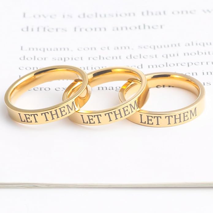 Roe Dolph Let Them Ring for Women Inspirational Engraved Band Ring Motivational Reminder Jewelry Inspirational Gifts for Women
