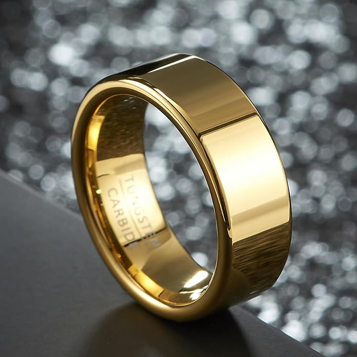 Classic Flat Band - 8mm Wide High-Polish Tungsten Wedding Ring for Men & Women