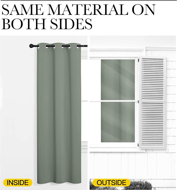 NICETOWN Sage Green Room Darkening Curtains for Kitchen, Window Treatment Thermal Insulated Solid Grommet Room Darkening Curtains/Drapes for Bedroom (Set of 2, 42 inches Wide by 68 inches Long)