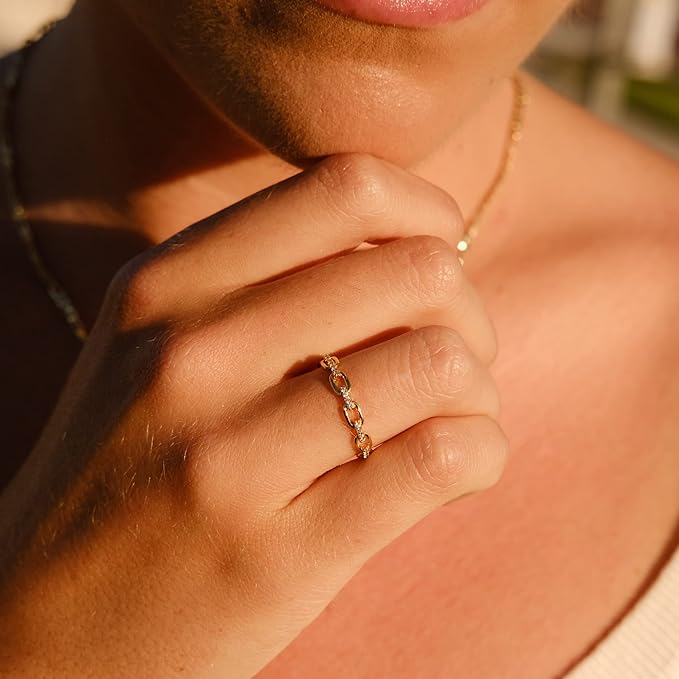 18K Gold Plated Chain Link Statement Ring