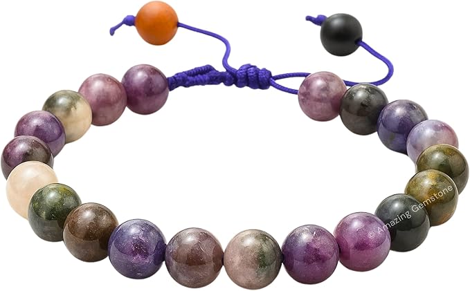 Amazing Gemstone Multi Tourmaline Bracelet for Women Men's Gifts - Protection Healing Crystal Bracelet - 8mm Gemstones Beaded Adjustable Bracelet Pulseras para Hombres Mujer Stocking Stuffers
