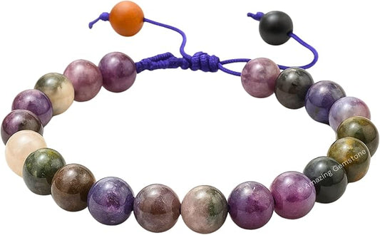 Amazing Gemstone Multi Tourmaline Bracelet for Women Men's Gifts - Protection Healing Crystal Bracelet - 8mm Gemstones Beaded Adjustable Bracelet Pulseras para Hombres Mujer Stocking Stuffers