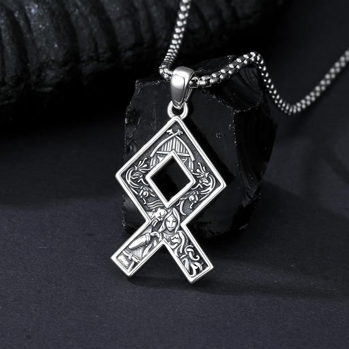 ROMANTICWORK Viking Necklace for Men 925 Sterling Silver Viking Pendant Necklace Amulet Jewelry for Father Husband Birthday Christmas