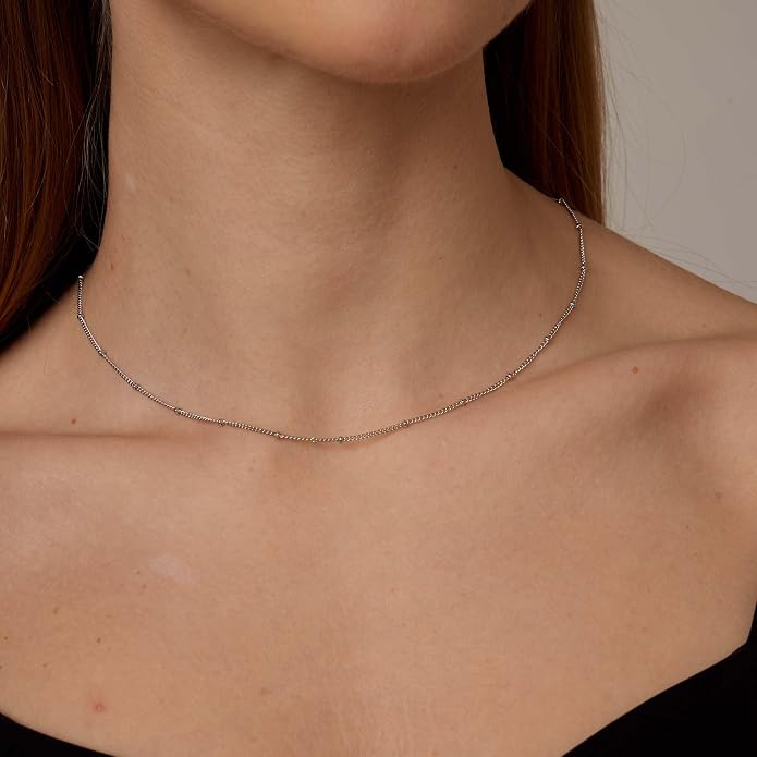 Gold Chain Necklace for Women Dainty Simple Satellite Beaded Twisted Chain Choker Necklace Everyday Jewelry Christmas Gifts