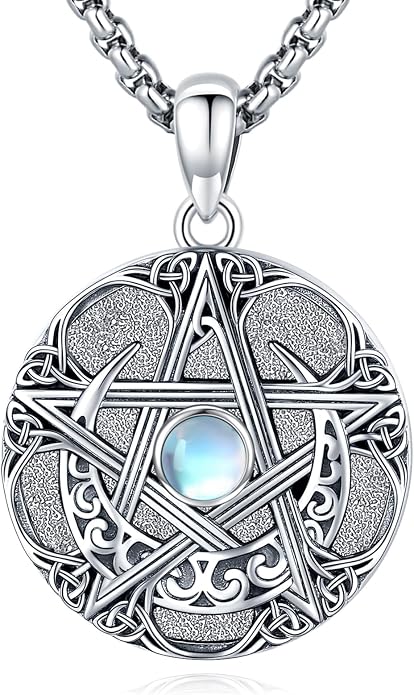 Pentagram/Celtic Knot/Witches Knot/Santa Muerte/Triple Moon Goddess/Baphomet/Hecate Necklace Sterling Silver Magic Wiccan Amulet Pagan Jewelry for Women Men