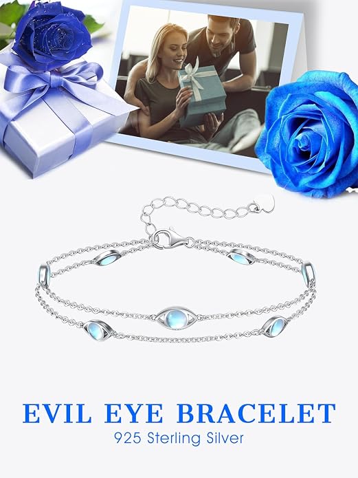 925 Sterling Silver Ankle Bracelet Evil Eye/Dolphin/Sea Turtle/Infinity/Wave Seashell/Hamsa Ankle Bracelet Adjustable Summer Beach Ocean Jewelry for Women