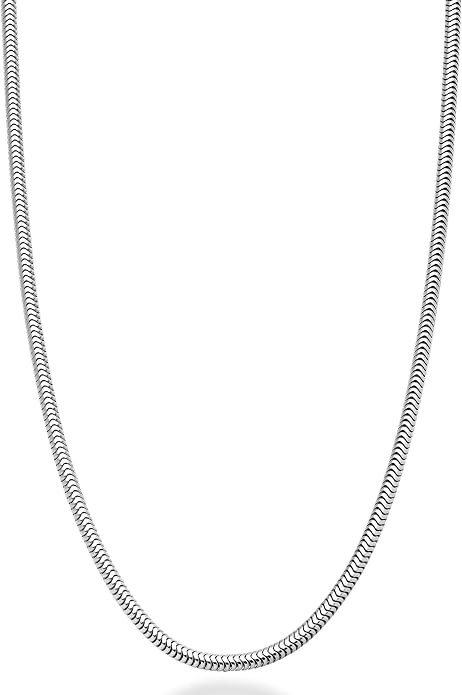 Miabella 925 Sterling Silver Italian 1.5mm, 2mm, 2.5mm Round Snake Chain Necklace for Women Made in Italy