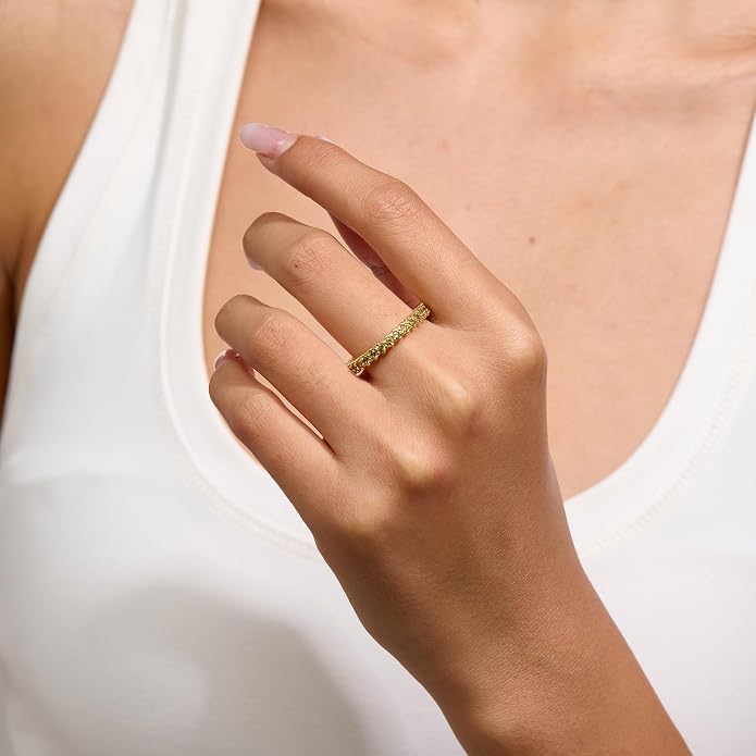 14K Gold Plated Birthstone Rings For Women, Dainty Cubic Zirconia Stackable Rings Unique For Her Birthday Mothers Daughter Bridesmaid Wedding Jewelry Gifts