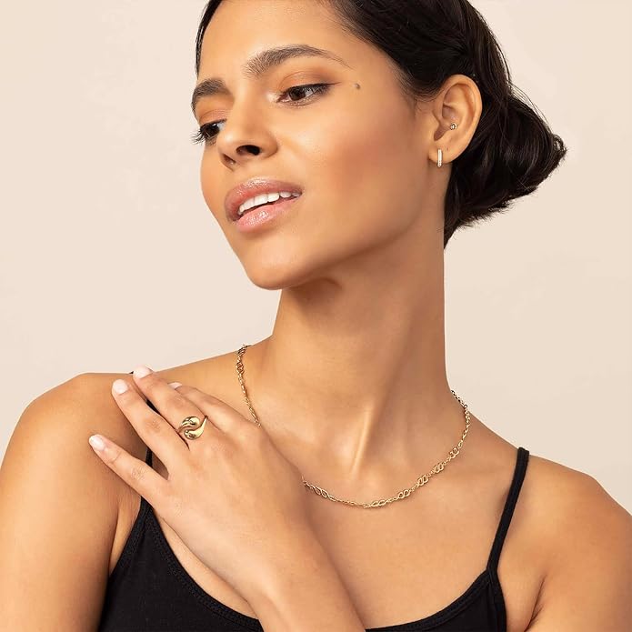 WOWORAMA Chunky Teardrop Rings for Women Silver Gold Bypass Dome Rings Thick Statement Open Adjustable Rings Simple Waterdrop Stackable Band Rings