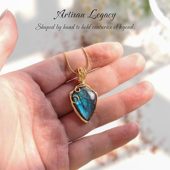 Natural Faceted Labradorite Pendant Necklace – Unique Stone of Magic & Transformation, Iridescent Flash Gemstone Jewelry, Handmade Healing Crystal Gift for Women, Birthday, Anniversary, Spiritual Awakening & Intuition
