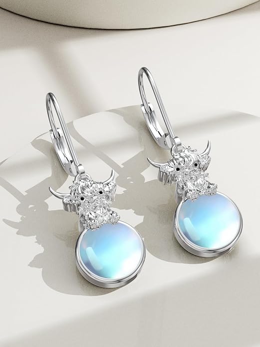 Dorunmo Moonstone Dangle Drop Earrings s925 Sterling Silver Leverback Earrings Filigree Moonstone Jewelry Birthday Gifts for Women